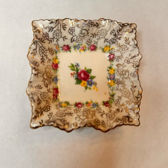 VTG James Kent LTD Longton 3015 England Ruffle Edge Trinket Floral Roses Dish - Picture 2 of 8